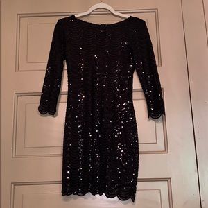 Gianni Bini Black Sequin Scallop Dress